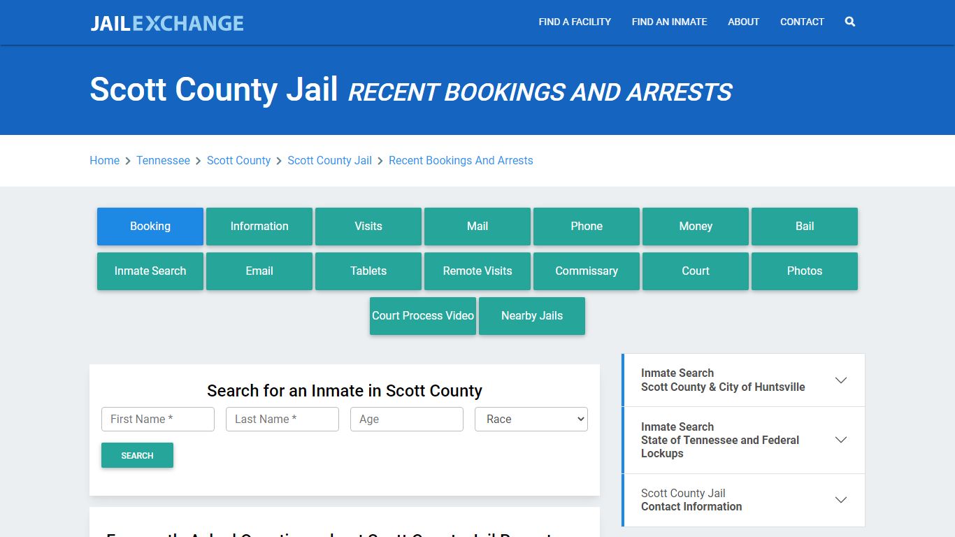 Scott County Jail TN Recent Arrests and Bookings - Jail Exchange