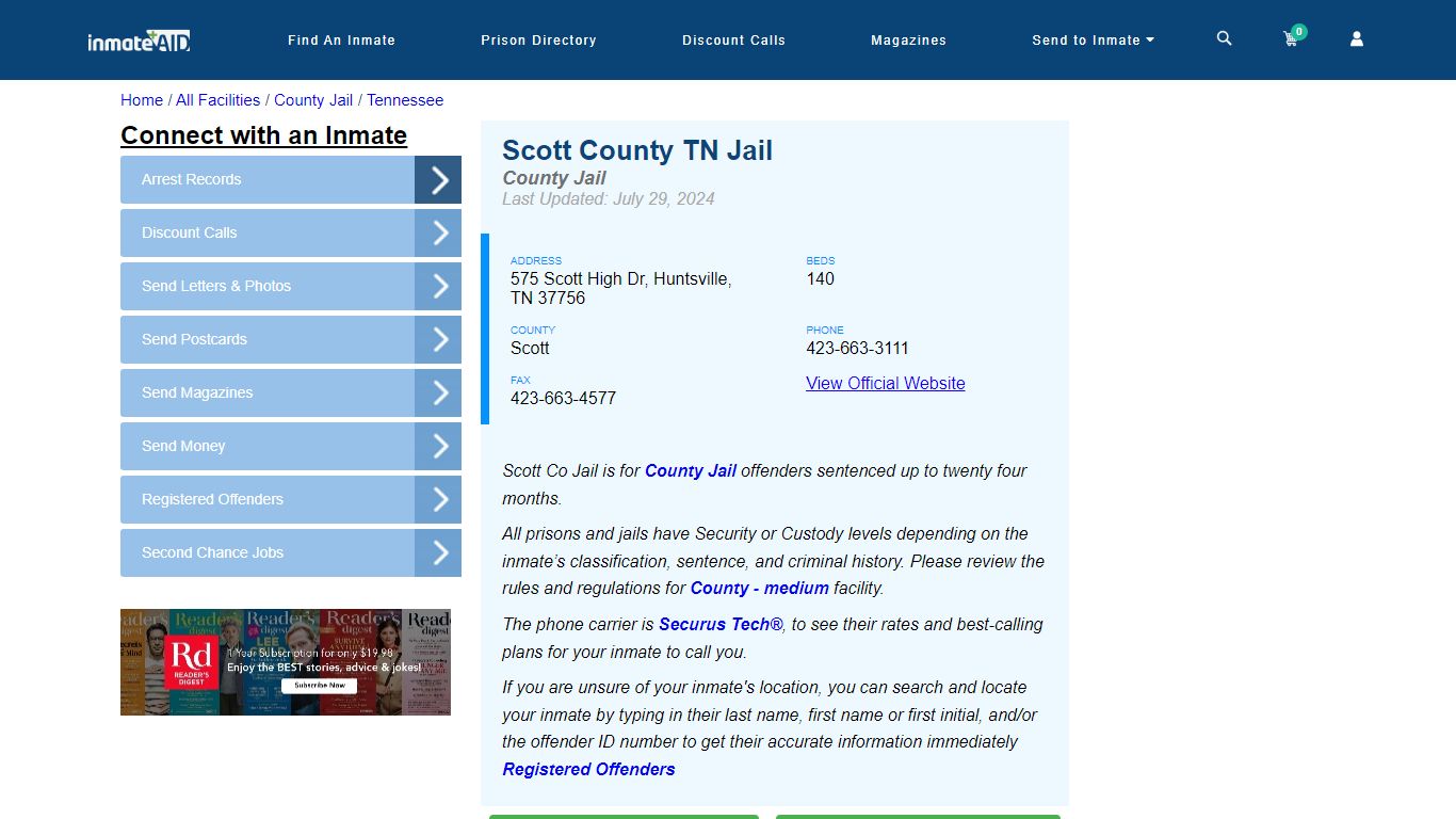 Scott County TN Jail - Inmate Locator